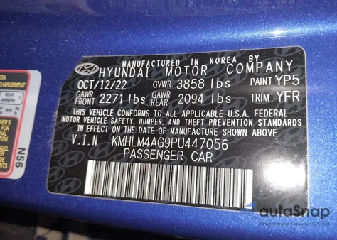 2023 Hyundai Elantra Sel from USA, damaged, VIN KMHLM4AG9PU447056
